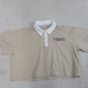 Ruby & Lace Crop Top Womens Large Beige White Tee Crop Top Vibes